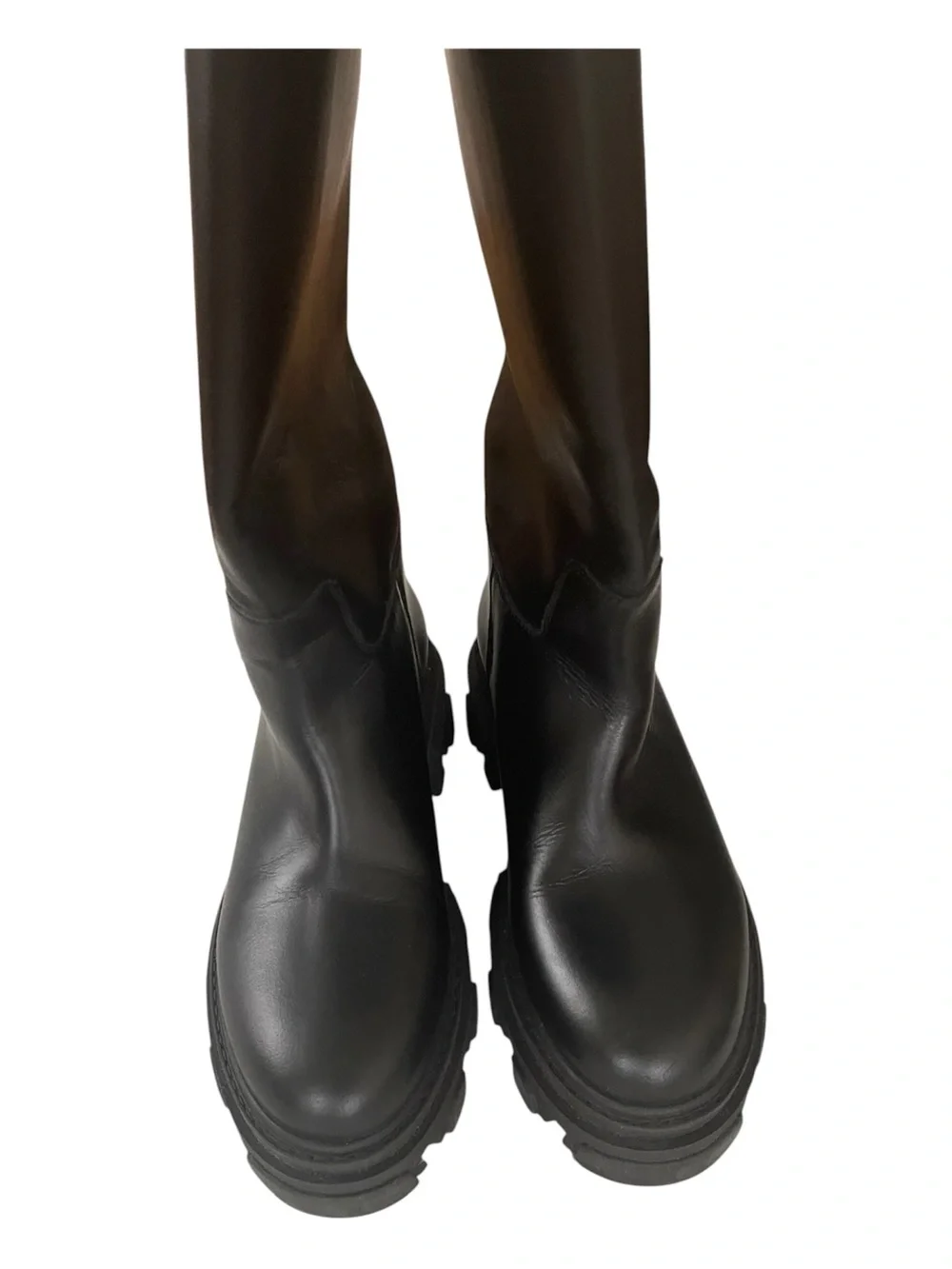 GIA x Pernille Teisbaek Black Leather Biker Knee High Boots EU 38 NWOT